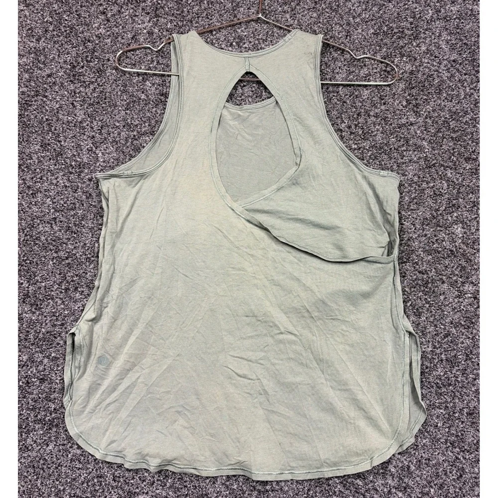 Lululemon Tank Top Womens 10 Green All It Takes Racerback Open Back Yoga Gym